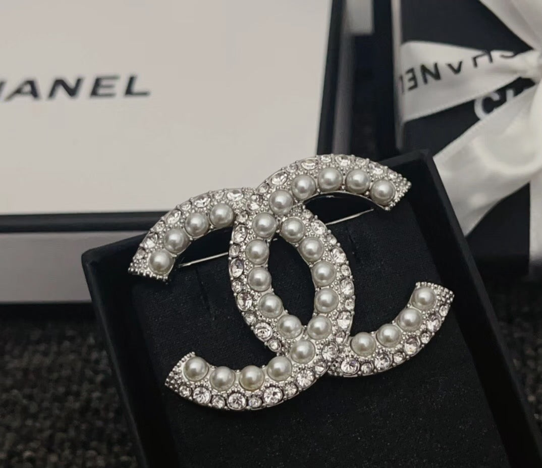 Signature Emblem Brooch in Silver-Tone – Design 003 styled product view