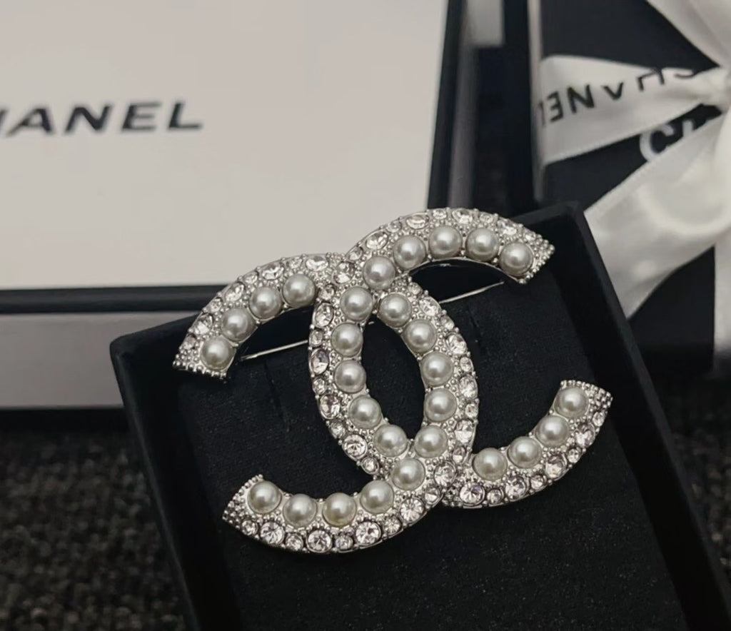 Signature Emblem Brooch in Silver-Tone – Design 004 styled product view