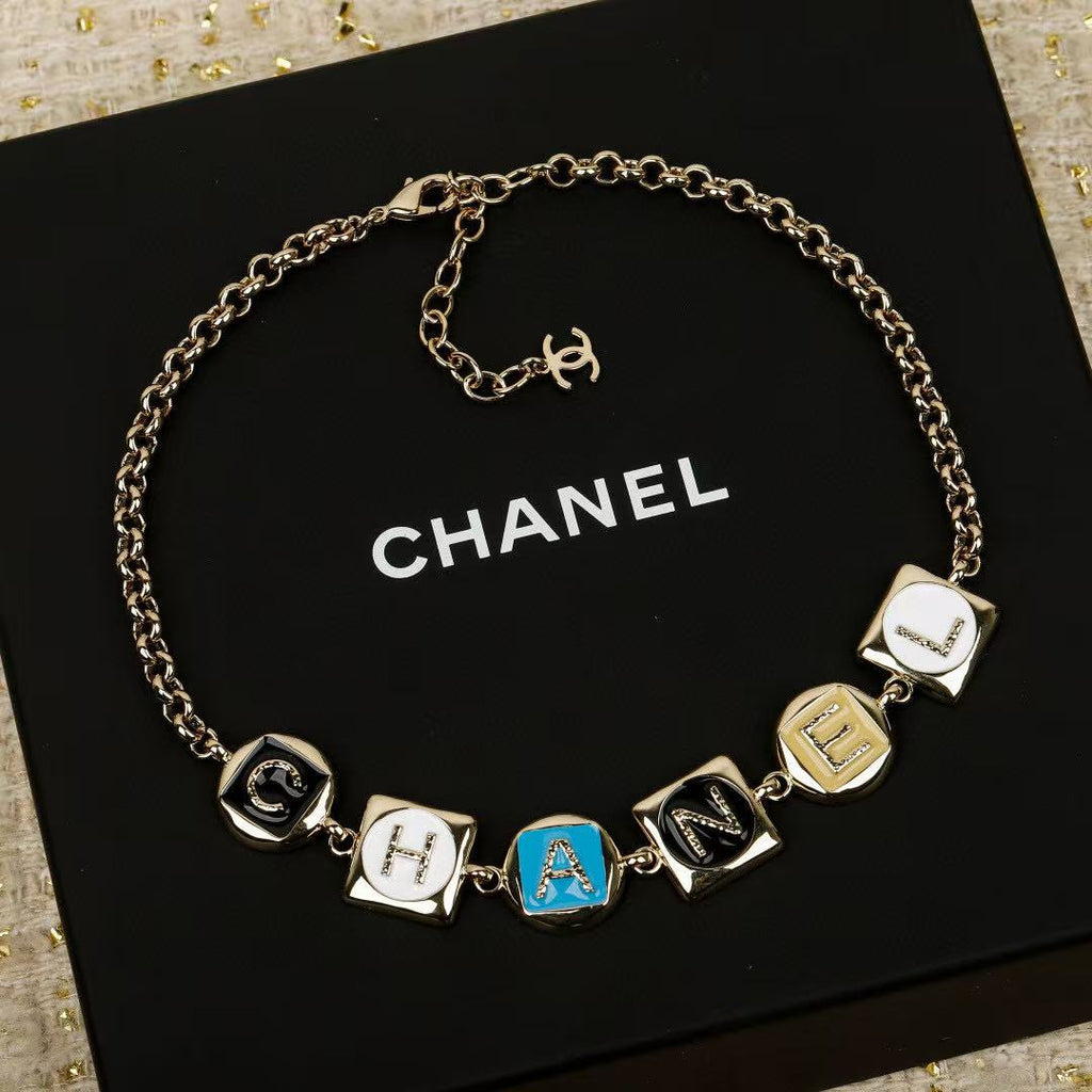 Letter Pendant Necklace in Polished Metal-Tone – Design 013 front product view