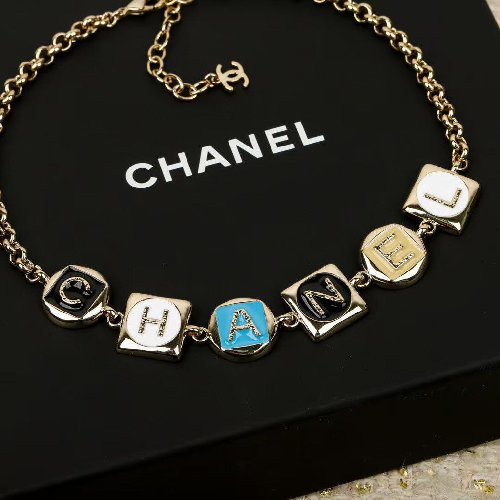 Letter Pendant Necklace in Polished Metal-Tone – Design 013 detail view
