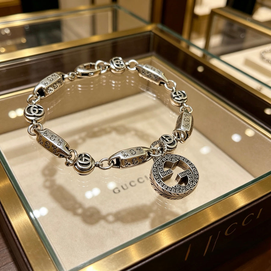 Geometric Emblem Bracelet in Polished Metal-Tone – Design 105 main product view