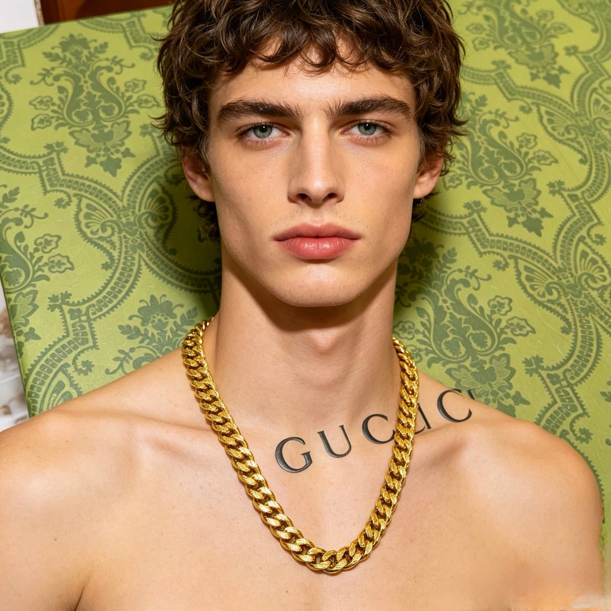 Double-G Emblem Pendant Necklace in Polished Metal-Tone – Design 206 styled product view