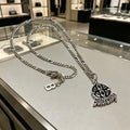 Geometric Emblem Pendant Necklace in Polished Metal-Tone – Vintage Detail – Design 062 main product view