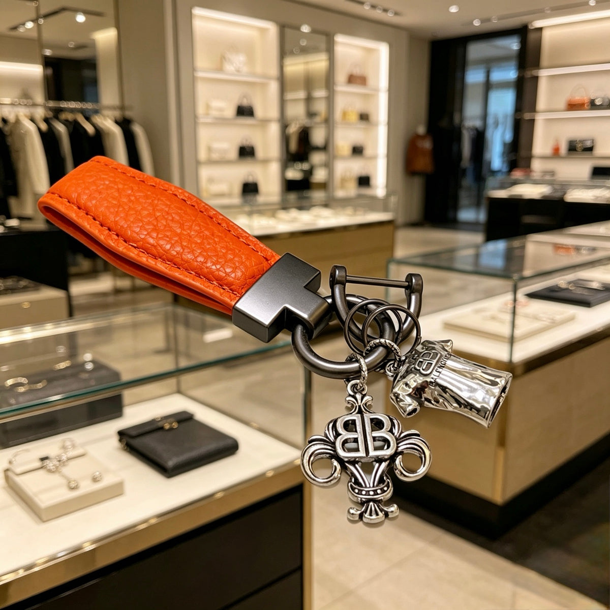 Key Jewelry Accessory in Polished Metal-Tone – Design 031 close-up detail