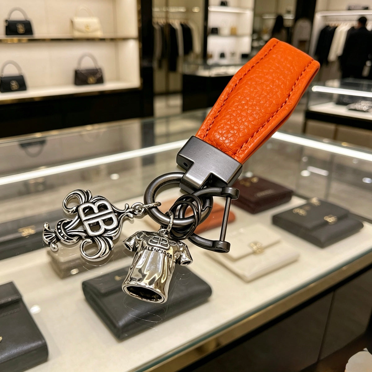 Key Jewelry Accessory in Polished Metal-Tone – Design 031 front product view