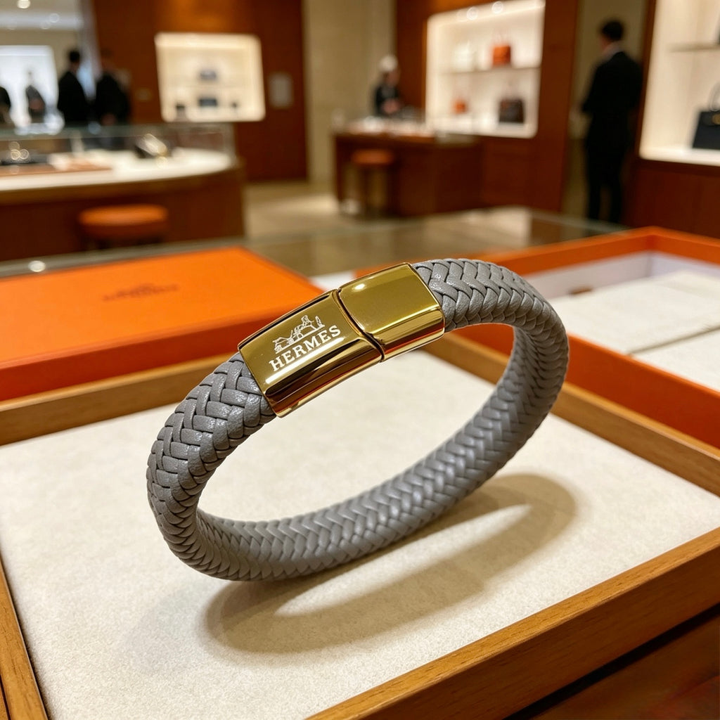 Horse Bangle in Gold-Tone – Braided Detail close-up detail