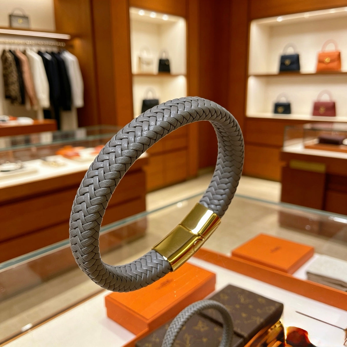 Horse Bangle in Gold-Tone – Braided Detail detail view