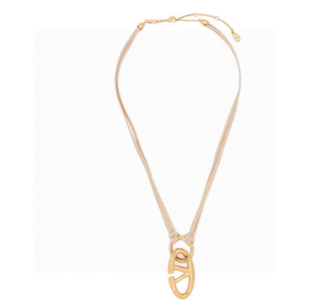 Signature Emblem Pendant Necklace in Polished Metal-Tone – Design 09 detail view