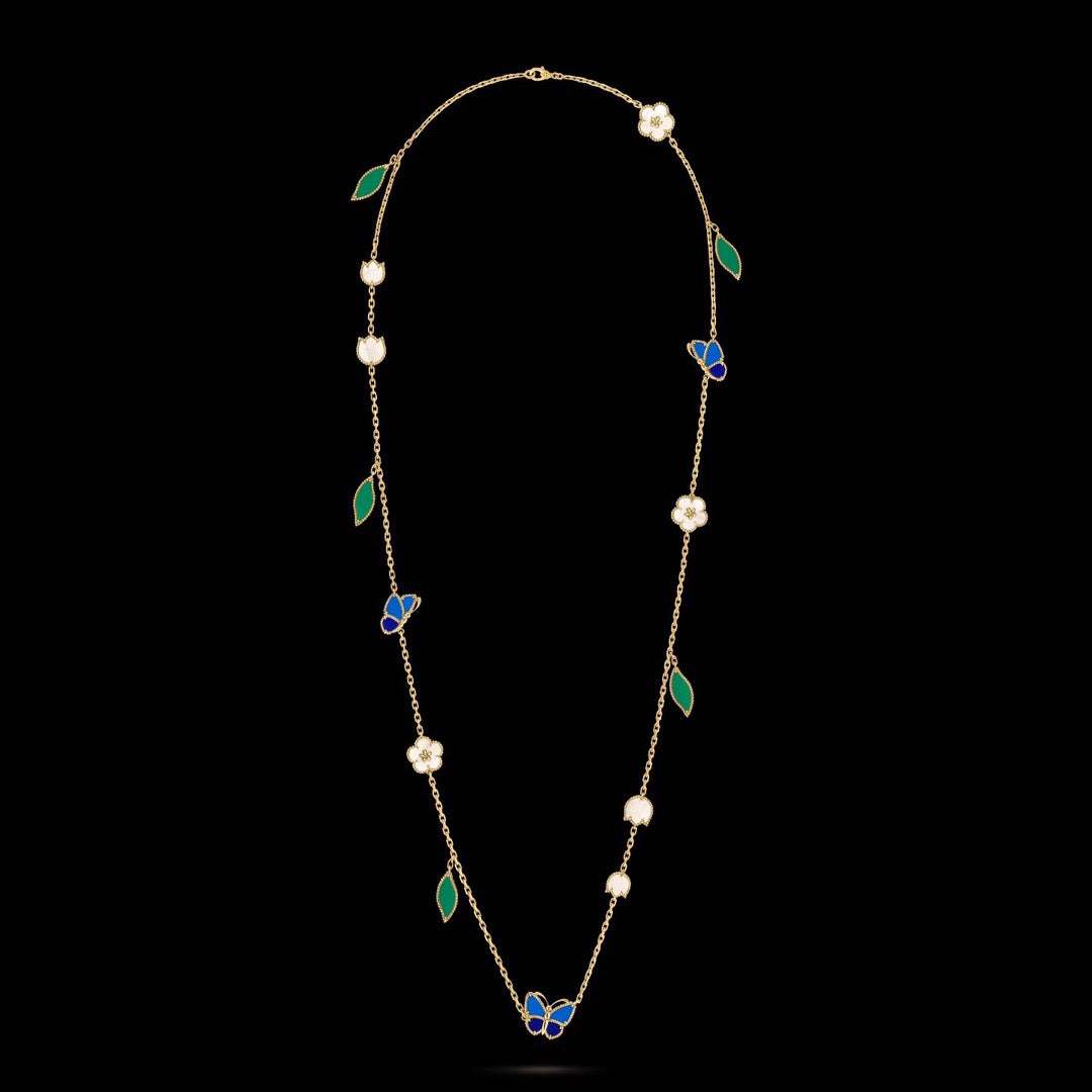 Butterfly Pendant Necklace in Polished Metal-Tone – Design 04 close-up detail
