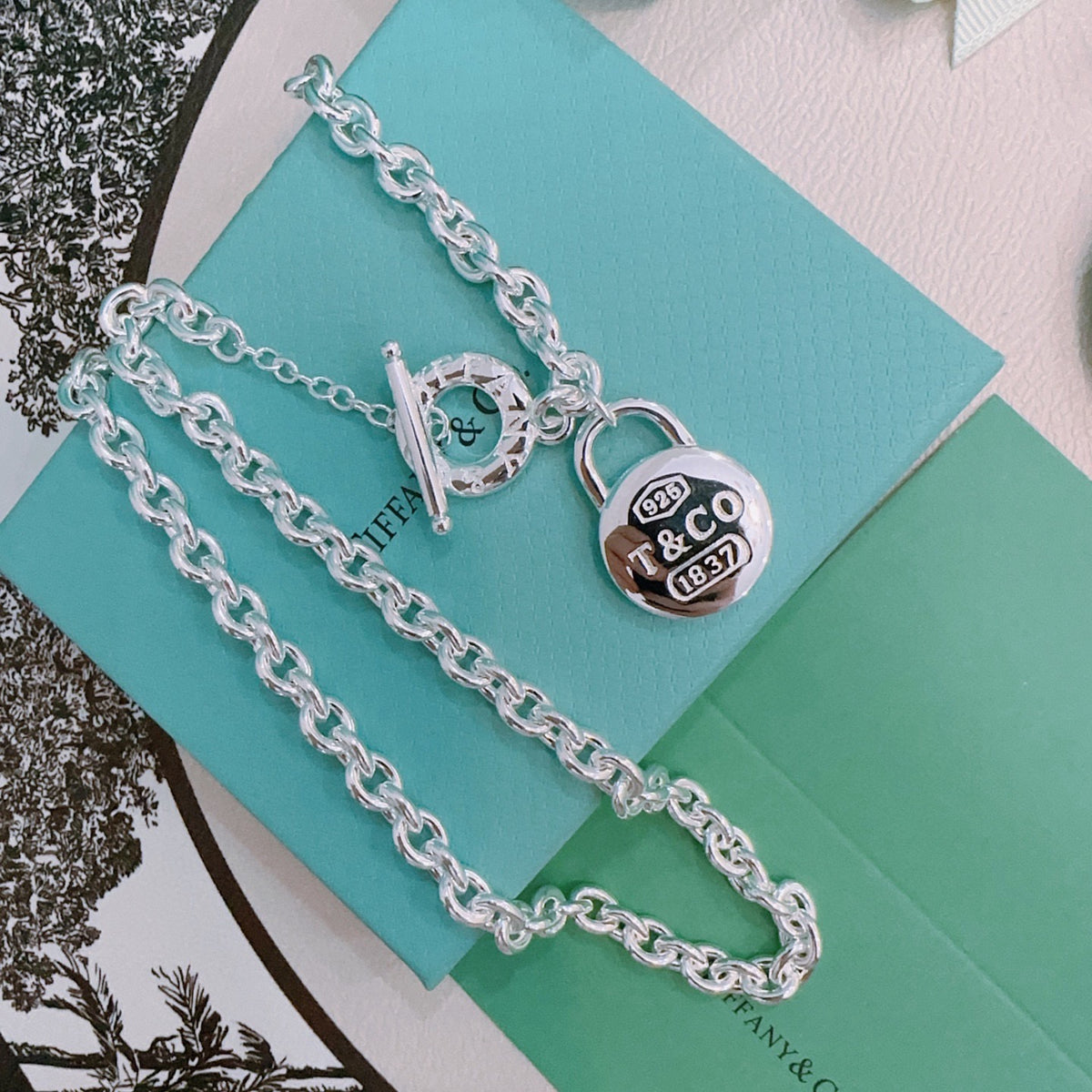 Signature Motif Jewelry Accessory in Silver-Tone – Vintage Detail – Design 06 front product view