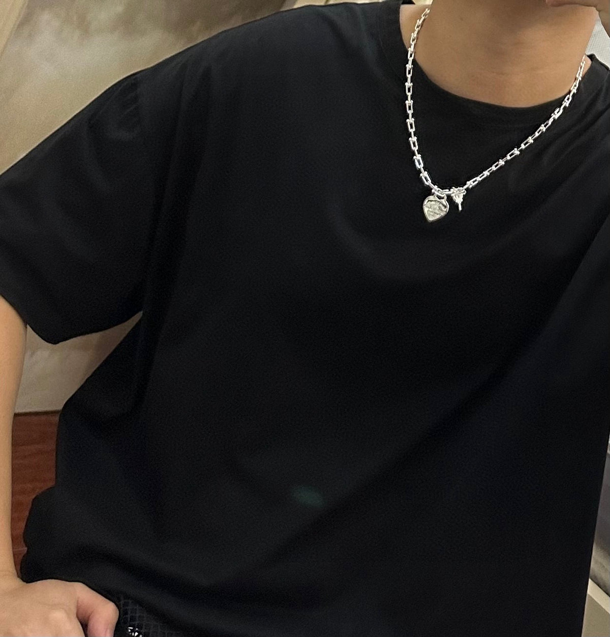 Signature Motif Pendant Necklace in Silver-Tone – Vintage Detail – Design 45 main product view