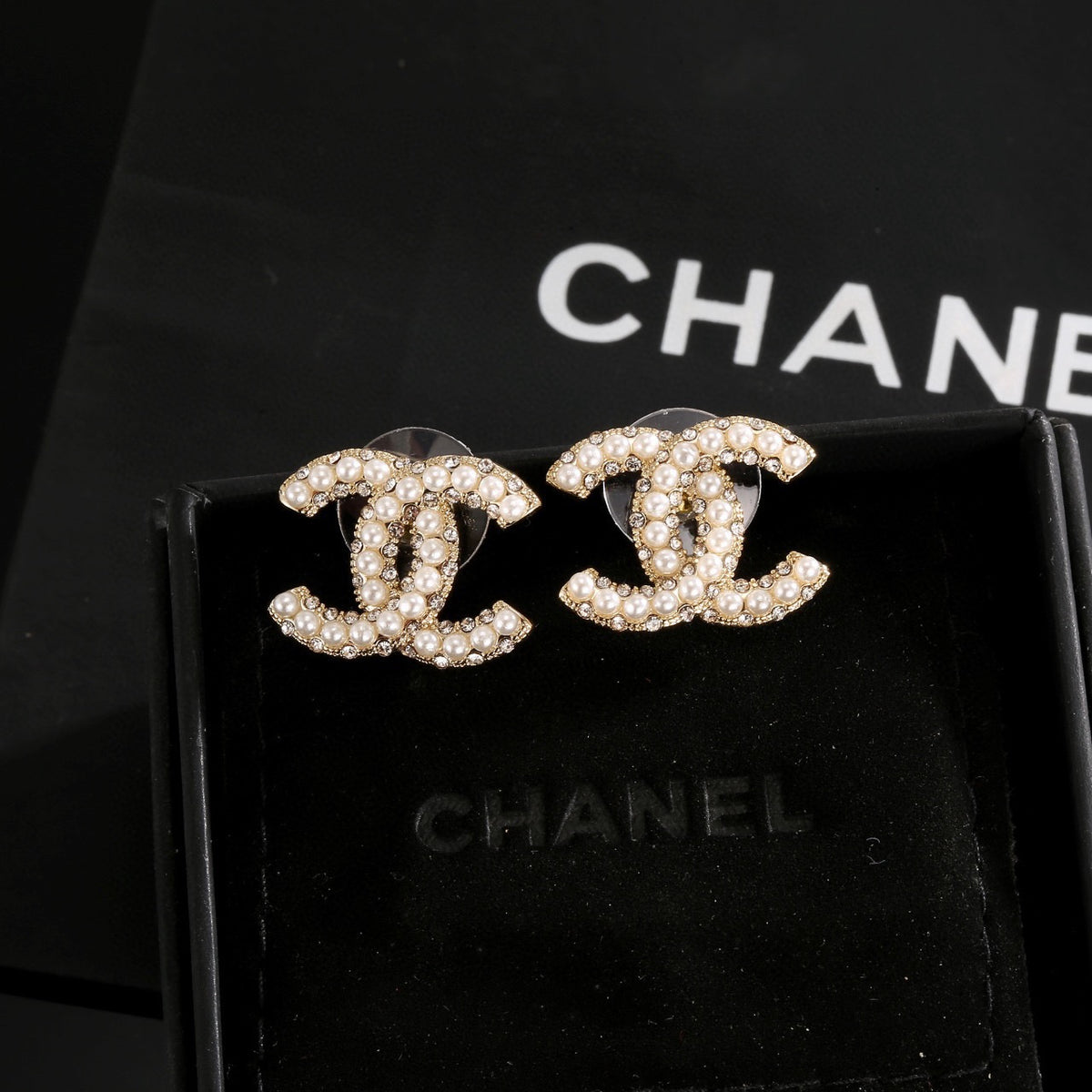 Signature Emblem Stud Earrings in Gold-Tone – Design 049 close-up detail