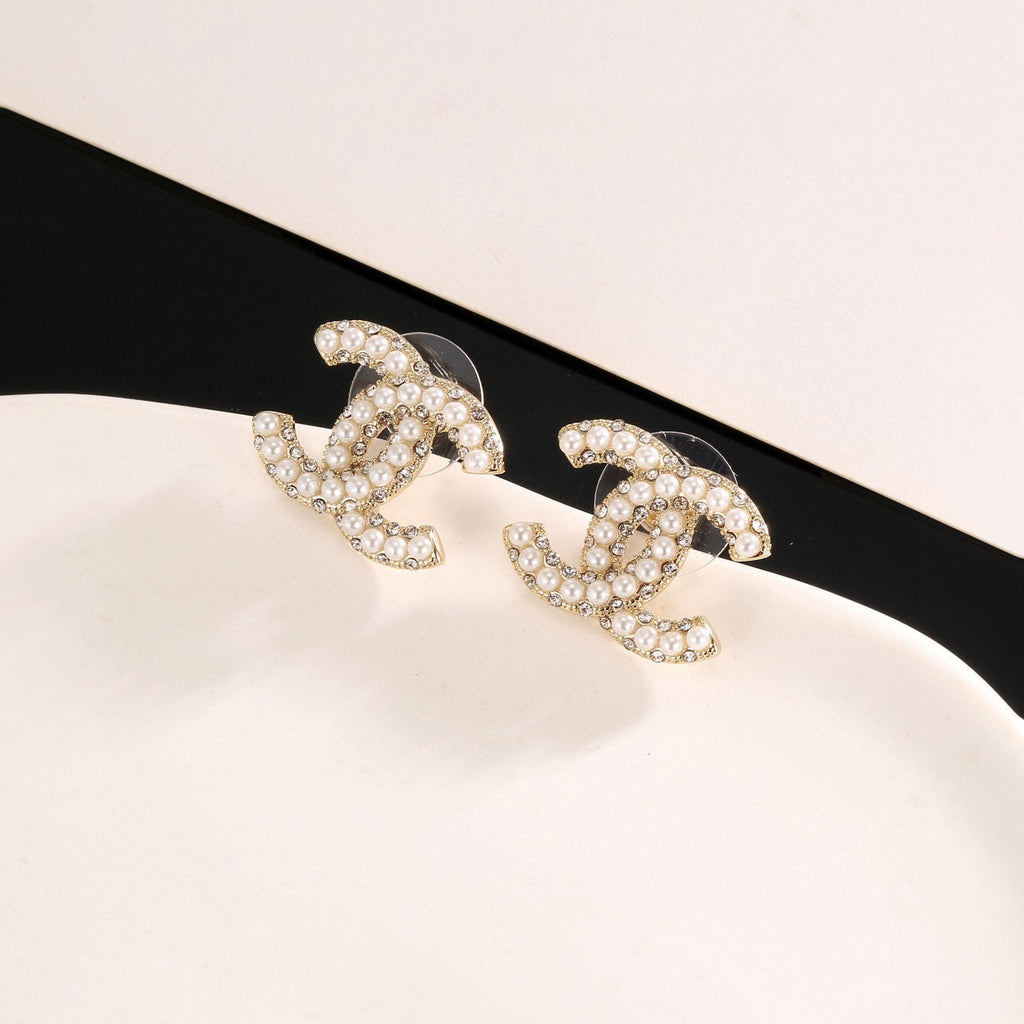 Signature Emblem Stud Earrings in Gold-Tone – Design 049 styled product view