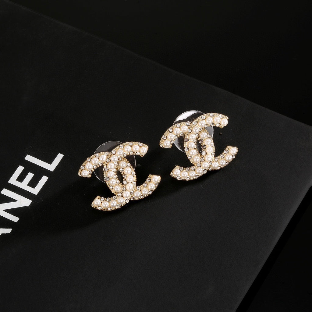 Signature Emblem Stud Earrings in Gold-Tone – Design 049 detail view
