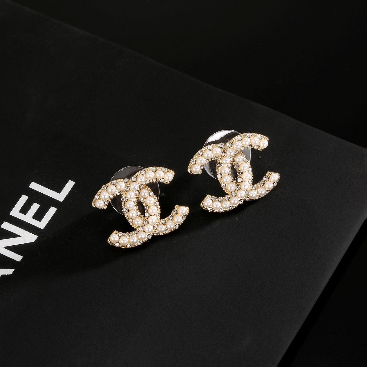 Signature Emblem Stud Earrings in Gold-Tone – Design 049 detail view