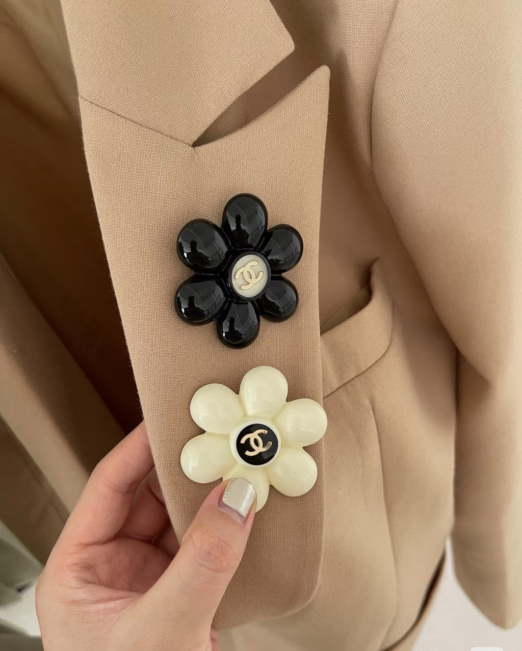 Camellia Brooch in Polished Metal-Tone – Camellia Detail – Design 006 front product view