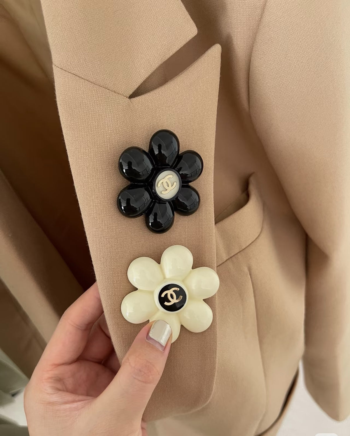 Camellia Brooch in Polished Metal-Tone – Camellia Detail – Design 006 front product view