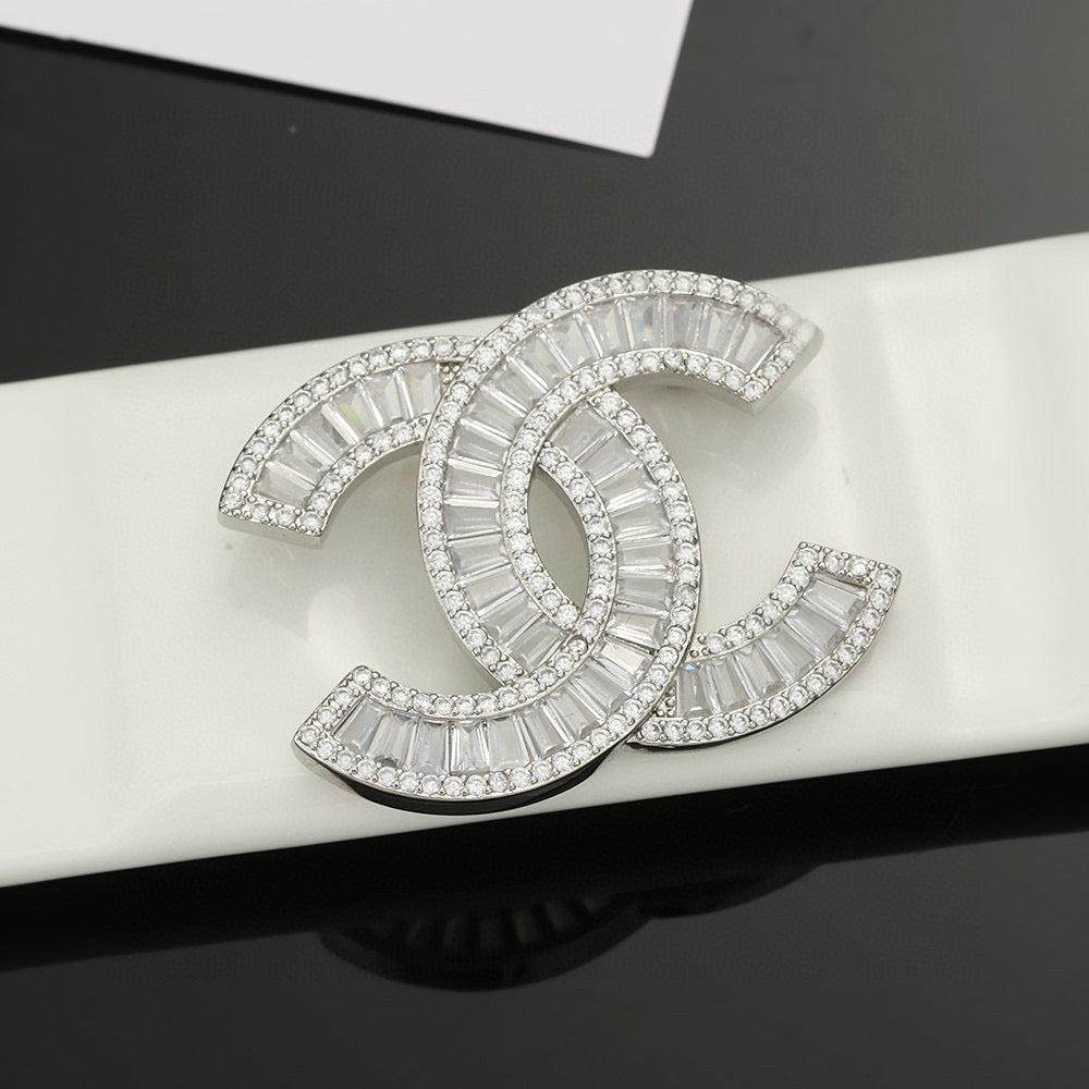 Signature Emblem Brooch in Polished Metal-Tone – Design 056 styled product view