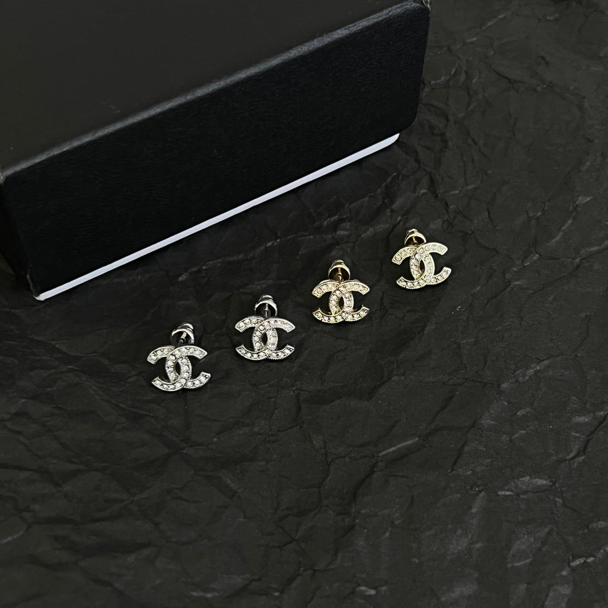 Signature Emblem Stud Earrings in Polished Metal-Tone – Design 123 front product view