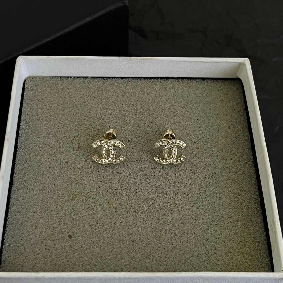 Signature Emblem Stud Earrings in Polished Metal-Tone – Design 124 close-up detail