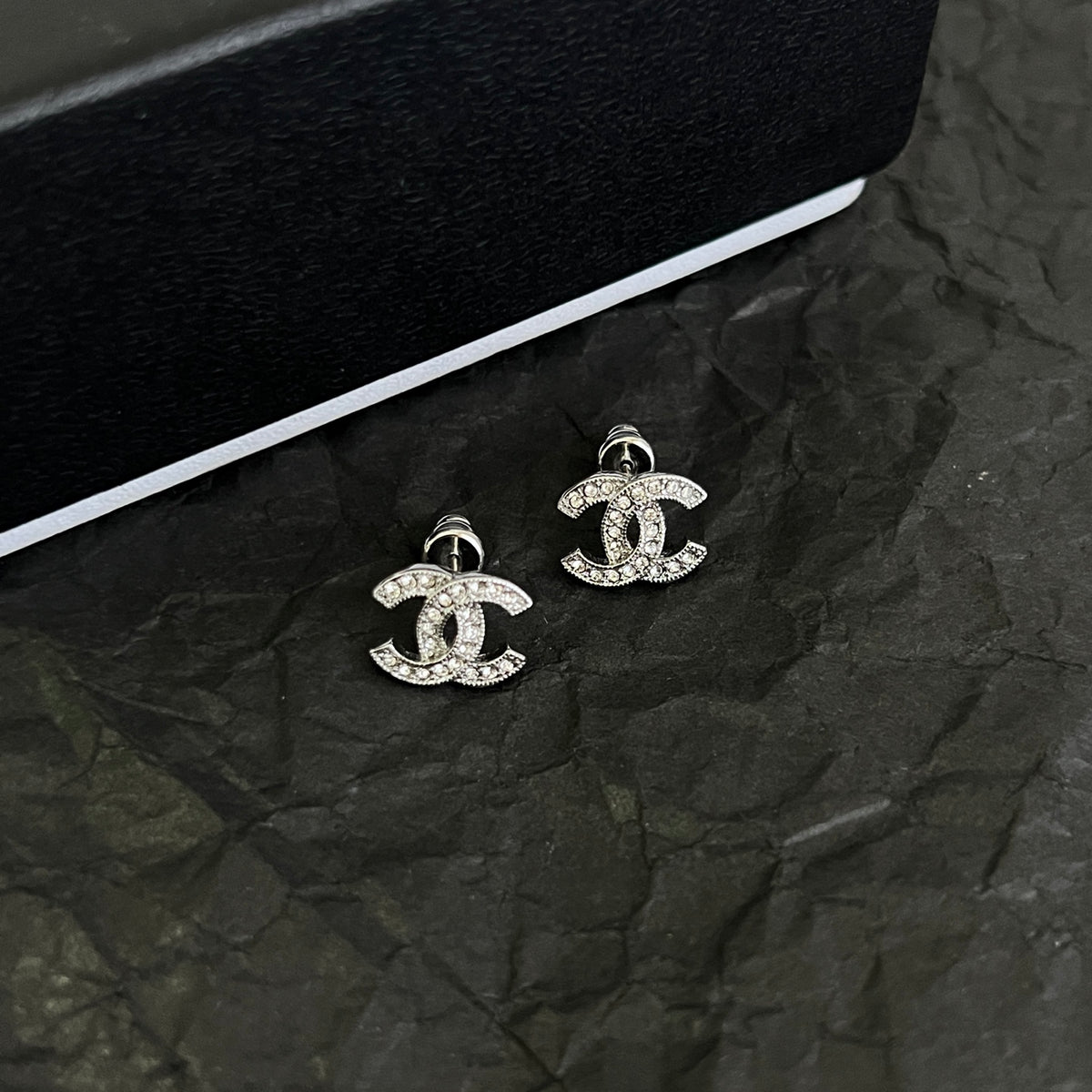 Signature Emblem Stud Earrings in Polished Metal-Tone – Design 123 side detail