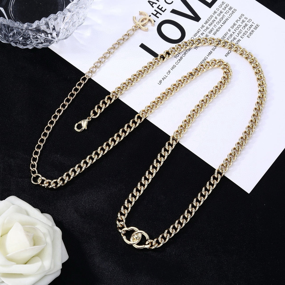 Signature Emblem Jewelry Accessory in Polished Metal-Tone – Design 075 styled product view