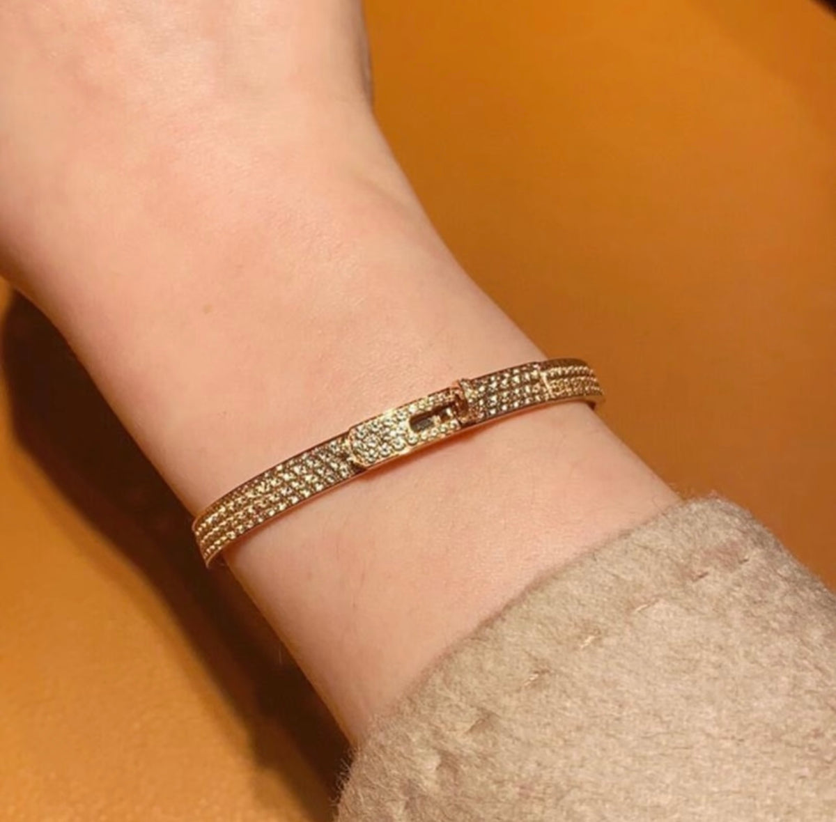 Geometric Emblem Bangle in Rose-Gold-Tone – Rose Gold Detail – Design 003 front product view