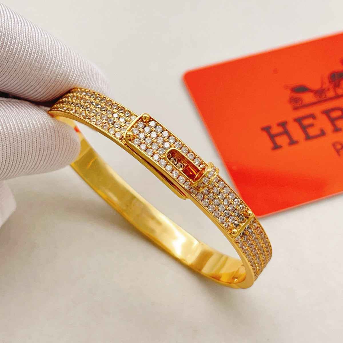 Geometric Emblem Bangle in Gold-Tone – Gold Detail – Design 002 side detail