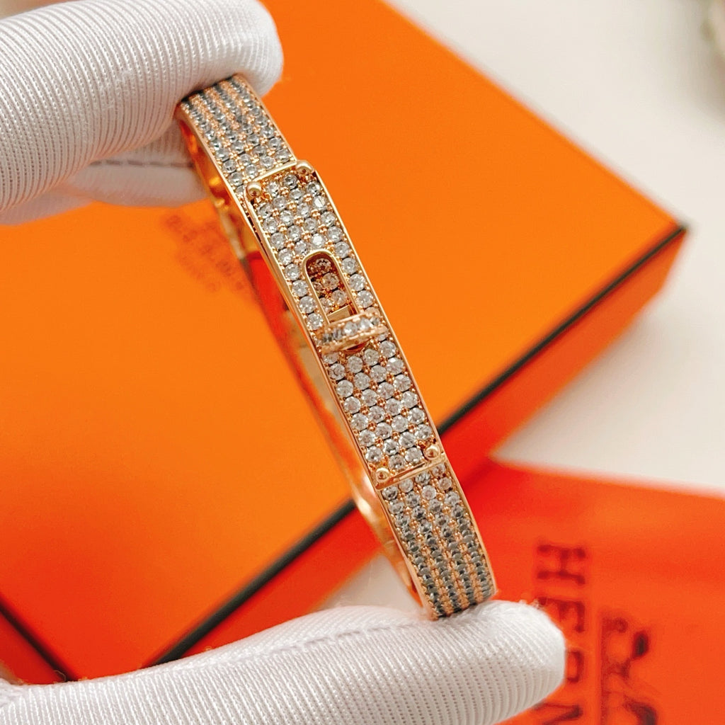 Geometric Emblem Bangle in Rose-Gold-Tone – Rose Gold Detail – Design 004 front product view