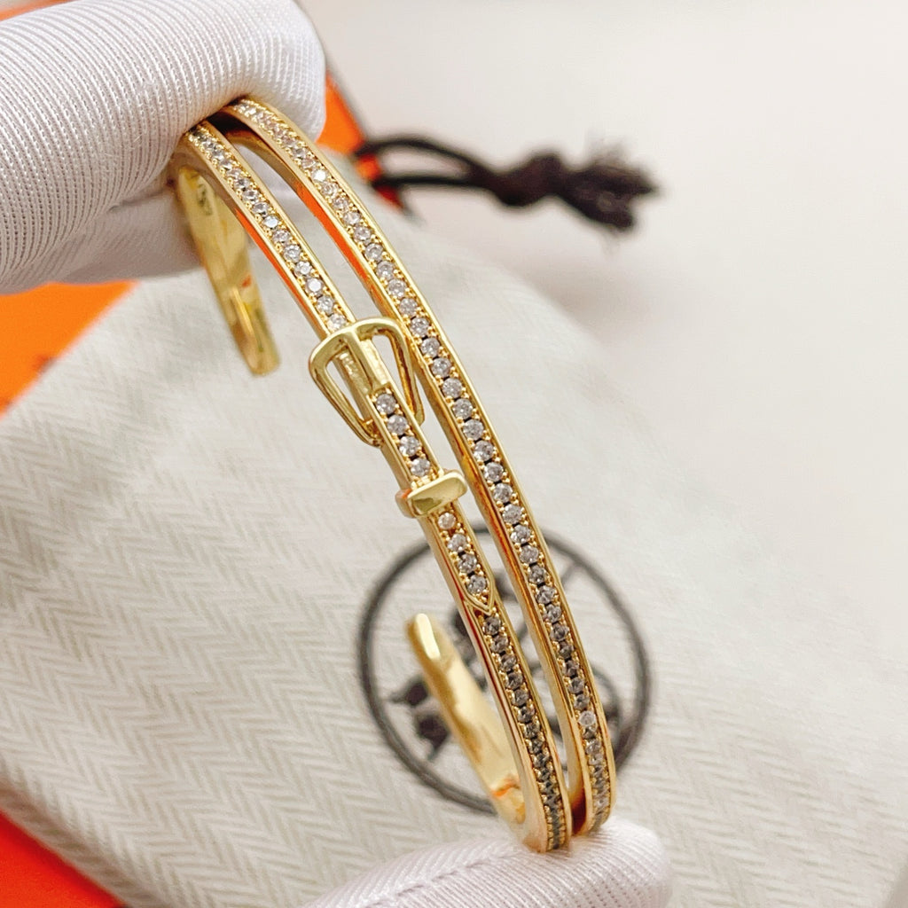 Geometric Emblem Bangle in Gold-Tone – Gold Detail main product view