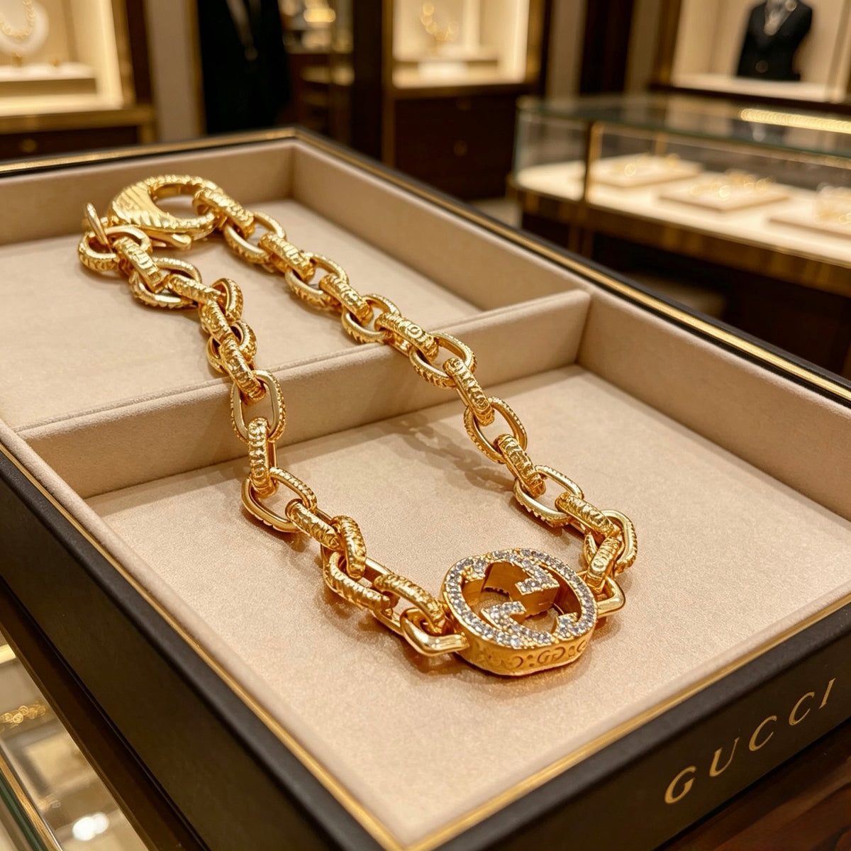 Geometric Emblem Bracelet in Gold-Tone – Design 008 front product view