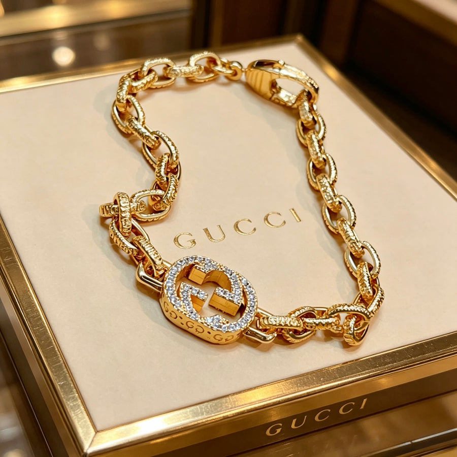 Geometric Emblem Bracelet in Gold-Tone – Design 010 main product view