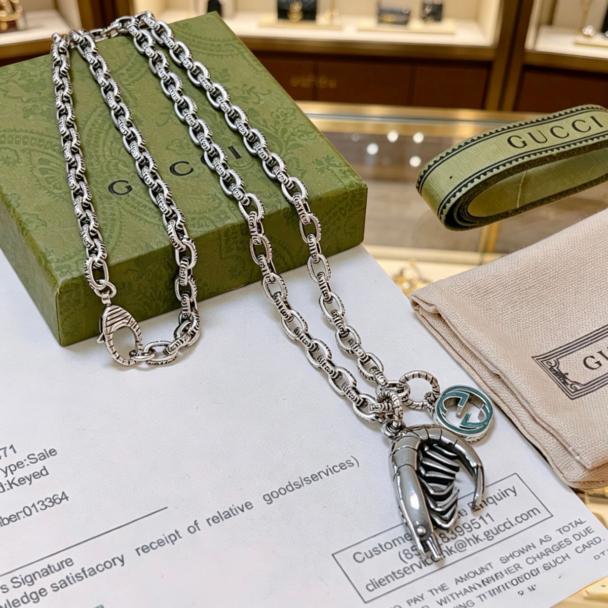 Double-G Emblem Pendant Necklace in Polished Metal-Tone – Vintage Detail – Design 068 main product view