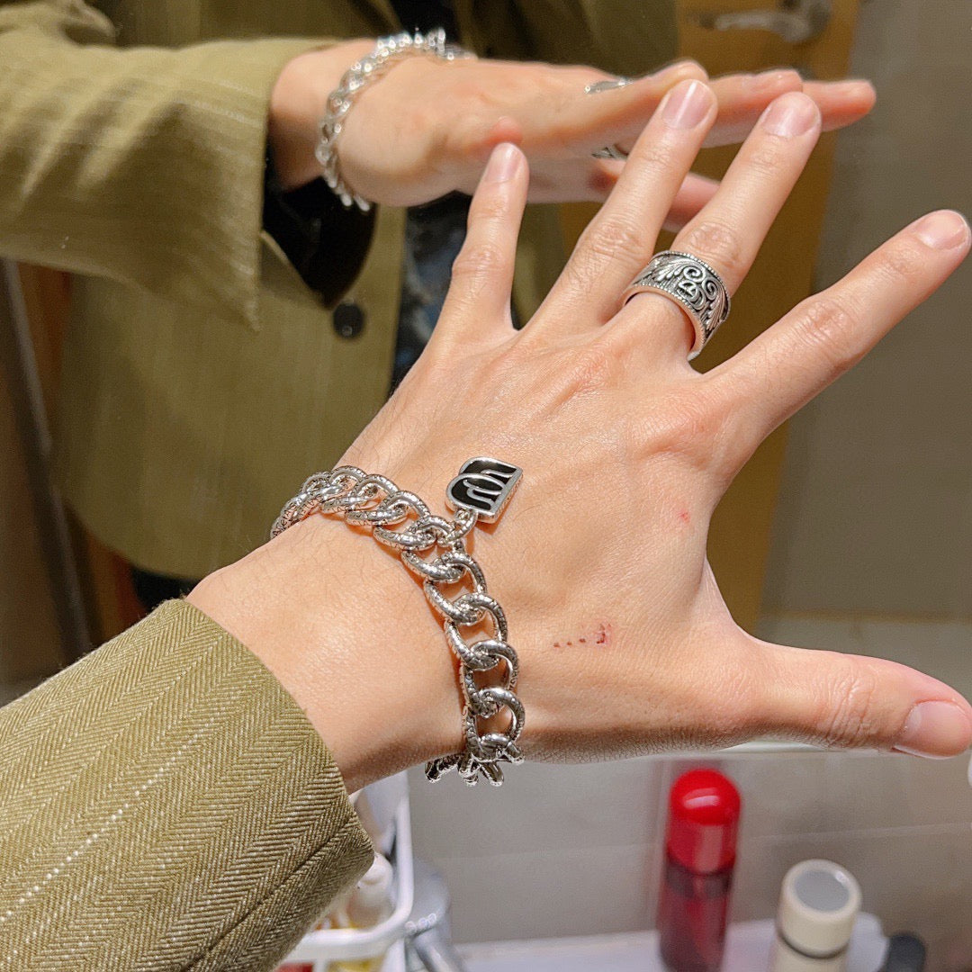 Geometric Emblem Bracelet in Polished Metal-Tone – Design 071 styled product view