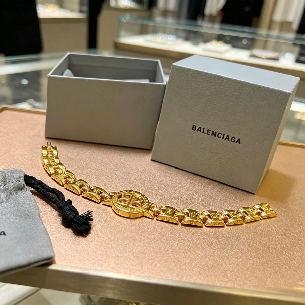 Geometric Emblem Bracelet in Polished Metal-Tone – Design 069 styled product view