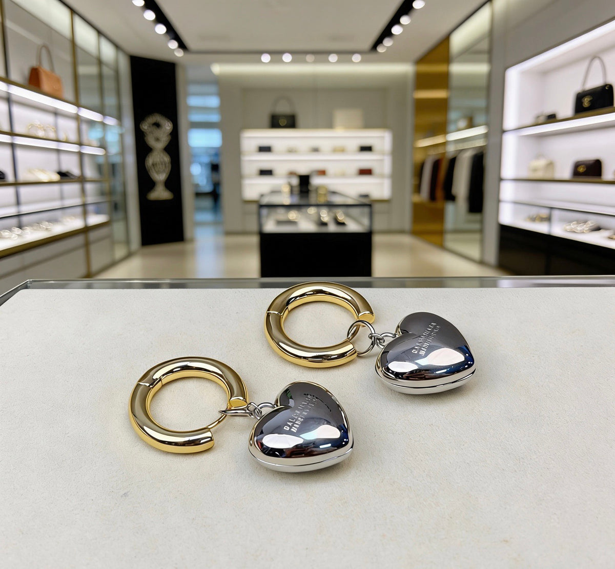 Ring Motif Stud Earrings in Polished Metal-Tone – Design 005 styled product view