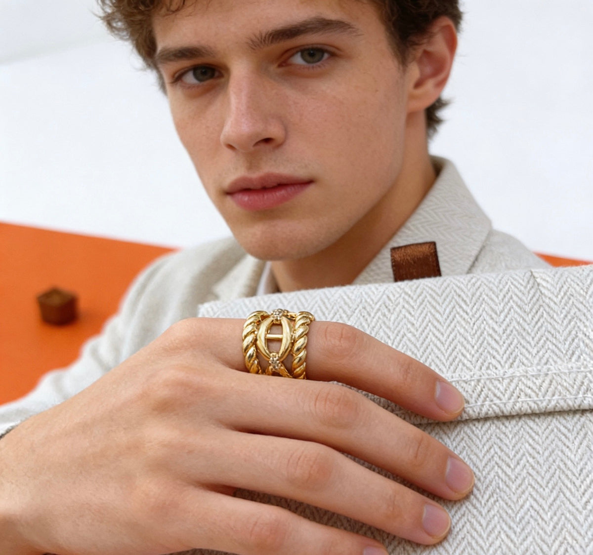 Toggle Statement Ring in Gold-Tone – Toggle Detail – Design 002 front product view