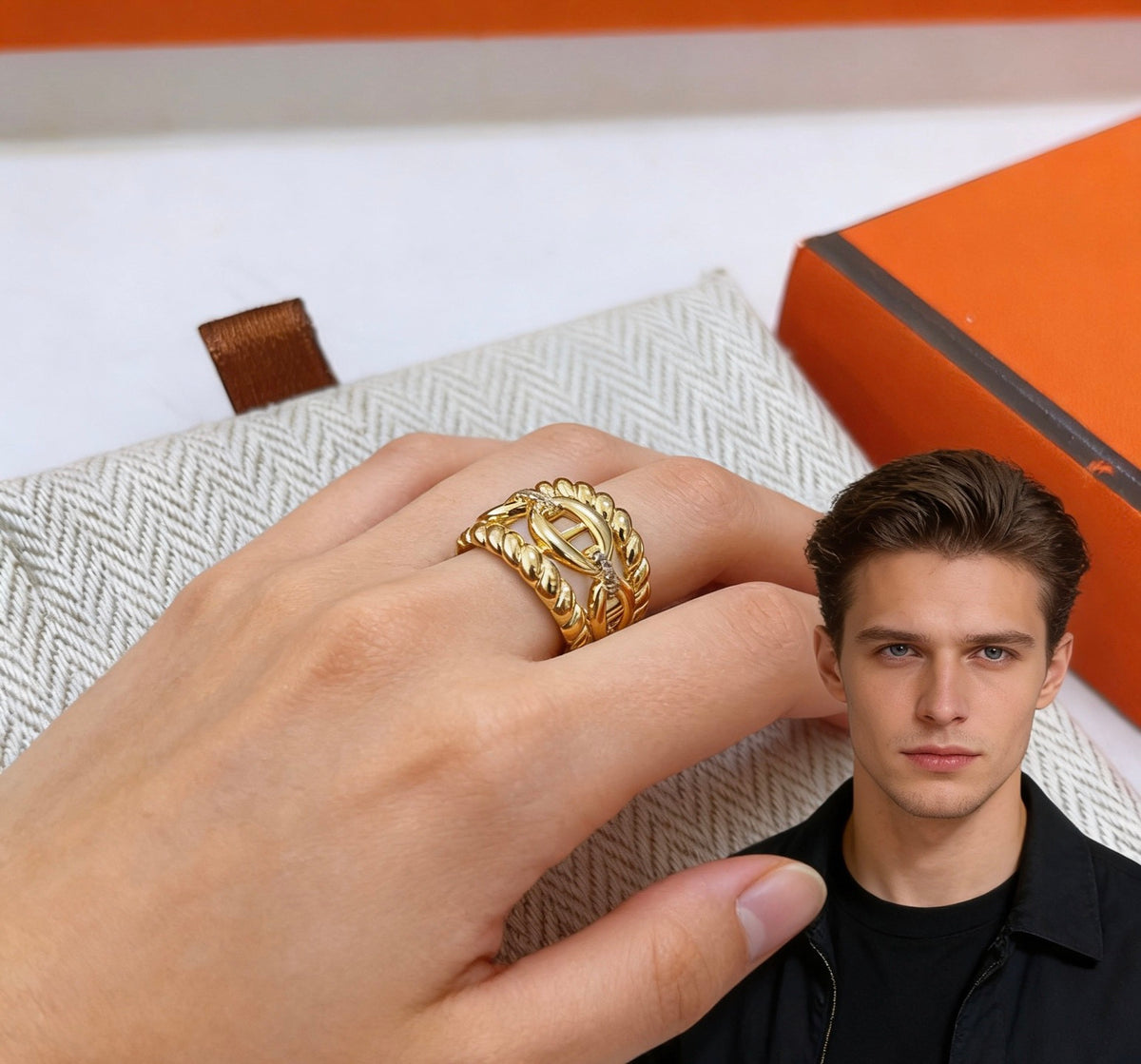 Toggle Statement Ring in Gold-Tone – Toggle Detail styled product view