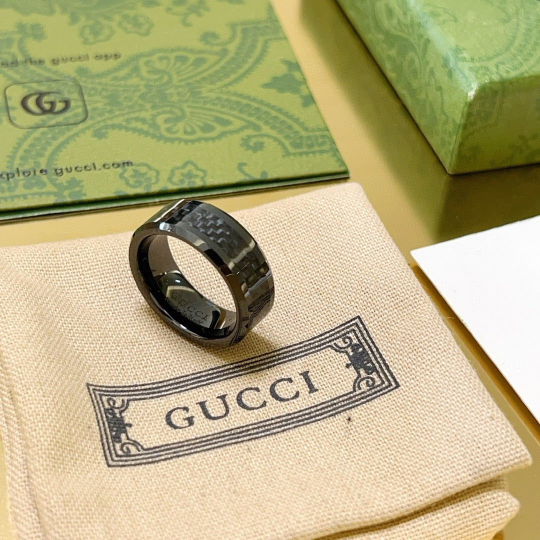 Double-G Emblem Statement Ring in Polished Metal-Tone – Design 012 front product view