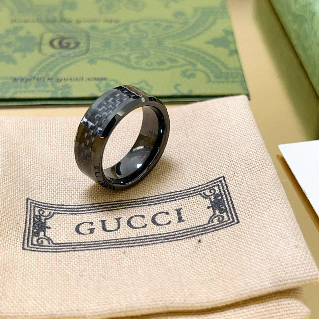 Double-G Emblem Statement Ring in Polished Metal-Tone – Design 012 close-up detail