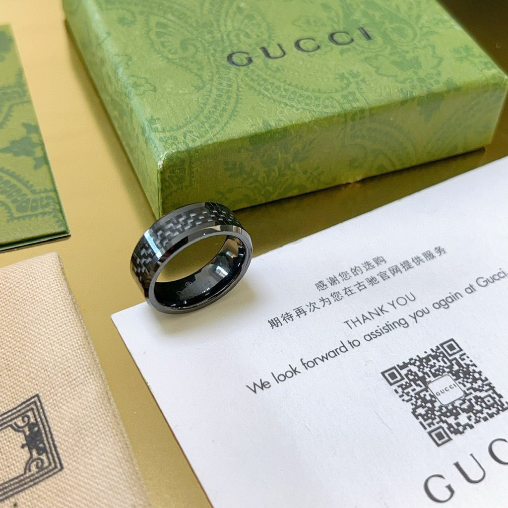 Double-G Emblem Statement Ring in Polished Metal-Tone – Design 012 front product view