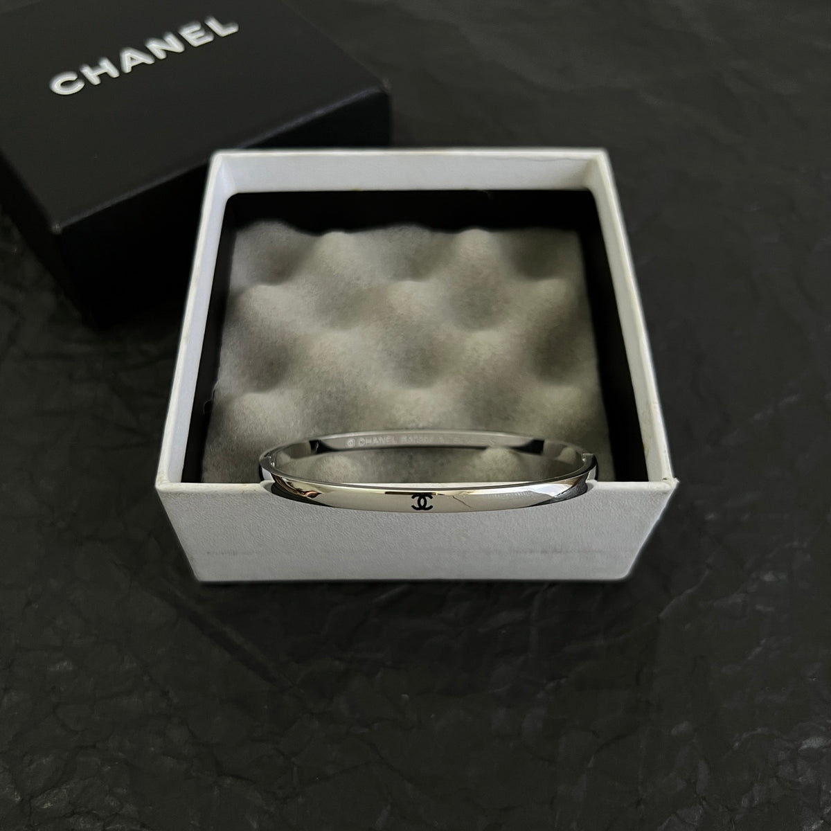 Signature Emblem Bangle in Polished Metal-Tone – Design 035 front product view