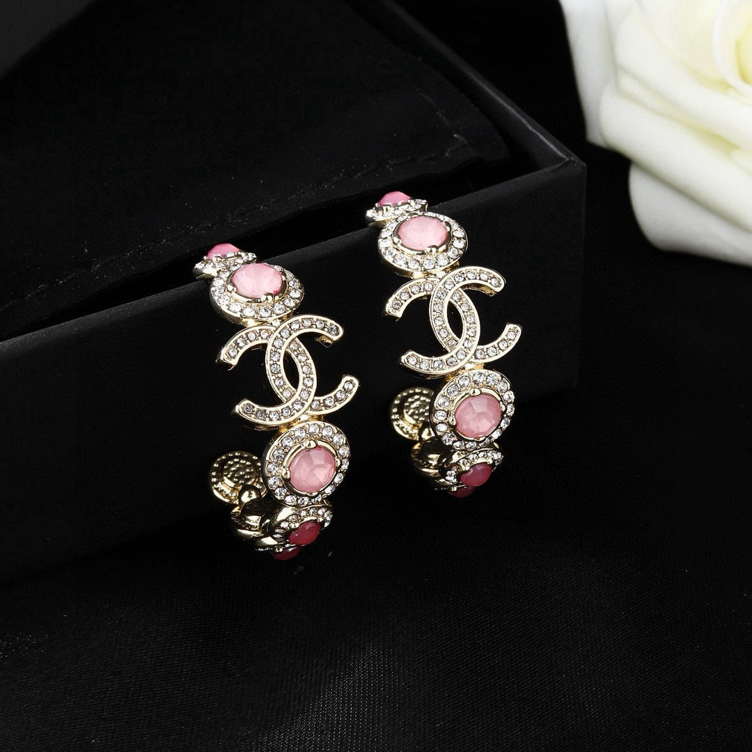 Signature Emblem Statement Earrings in Polished Metal-Tone – Design 045 close-up detail