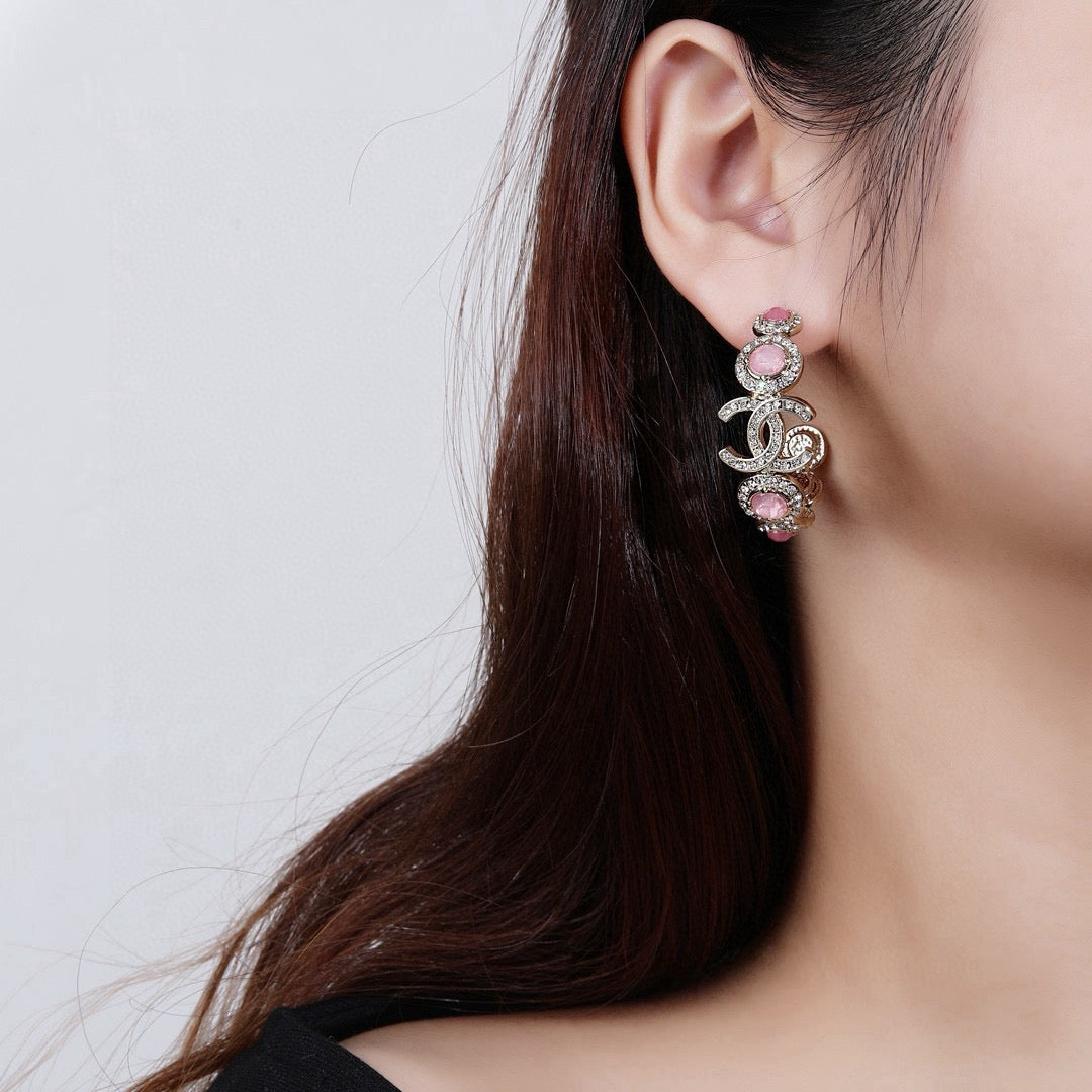 Signature Emblem Statement Earrings in Polished Metal-Tone – Design 045 front product view