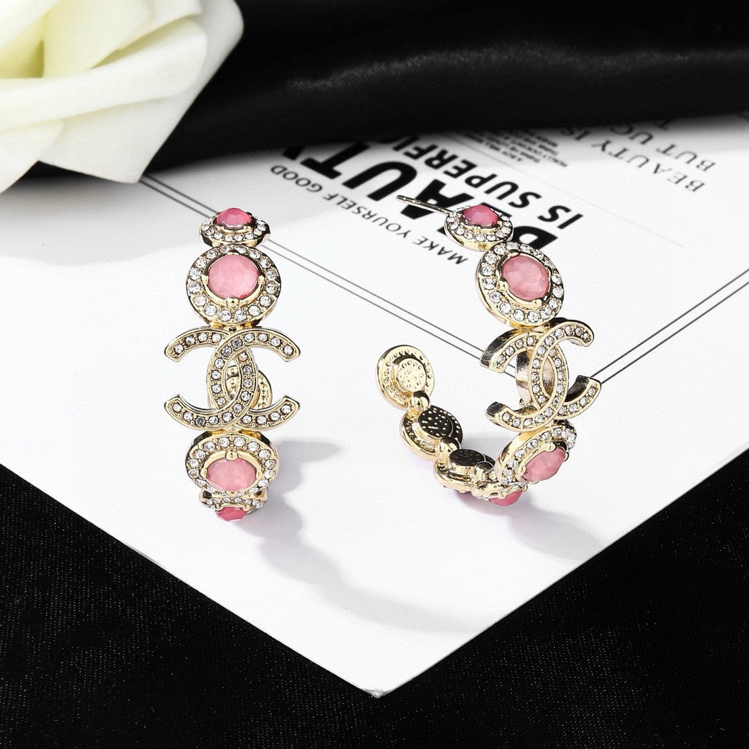 Signature Emblem Statement Earrings in Polished Metal-Tone – Design 045 front product view