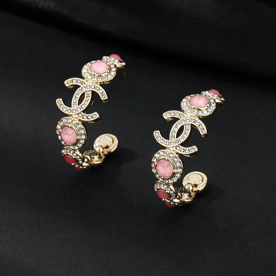 Signature Emblem Statement Earrings in Polished Metal-Tone – Design 045 main product view