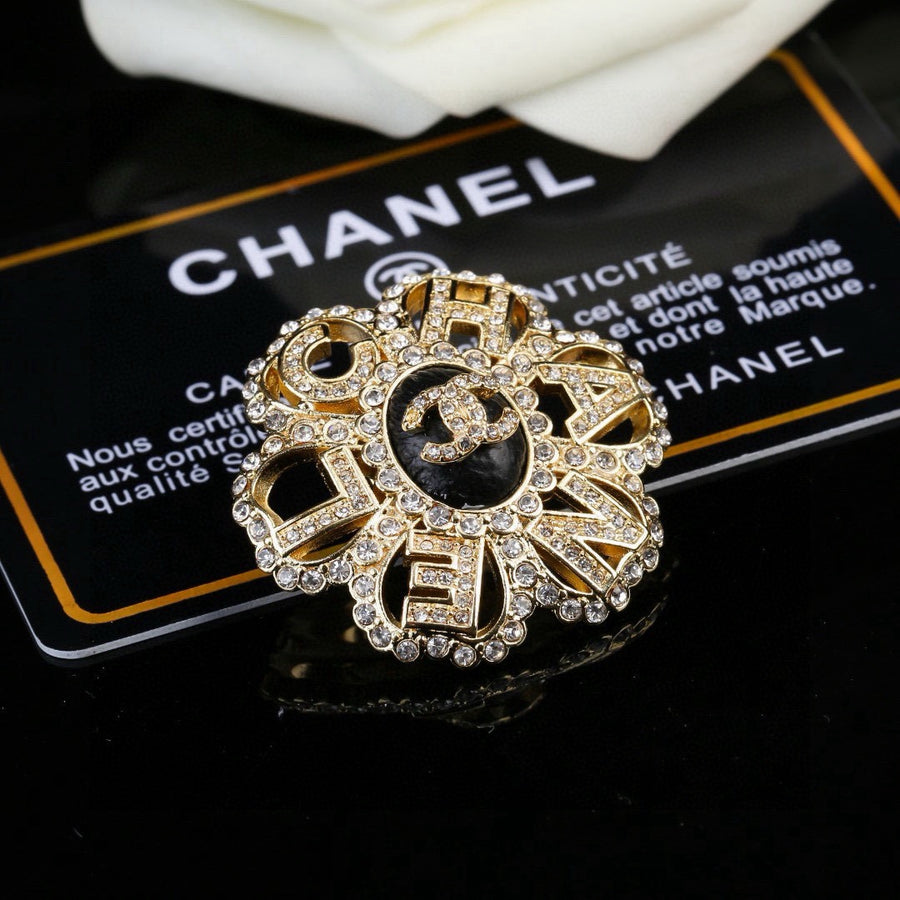 Floral Brooch in Polished Metal-Tone – Design 001 main product view