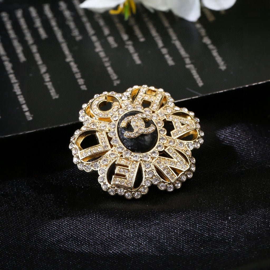 Floral Brooch in Polished Metal-Tone – Design 001 styled product view