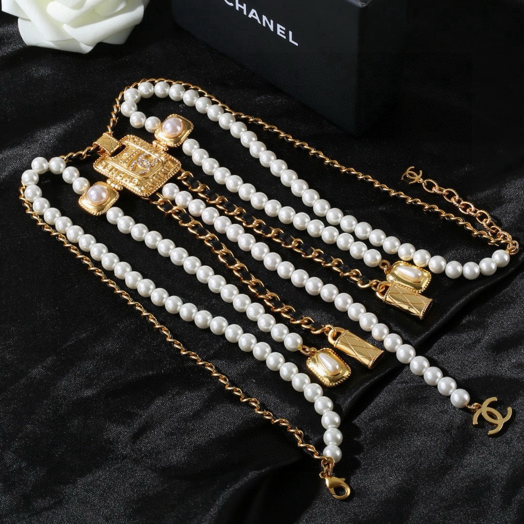 Double-C Emblem Pendant Necklace in Gold-Tone – Design 027 front product view