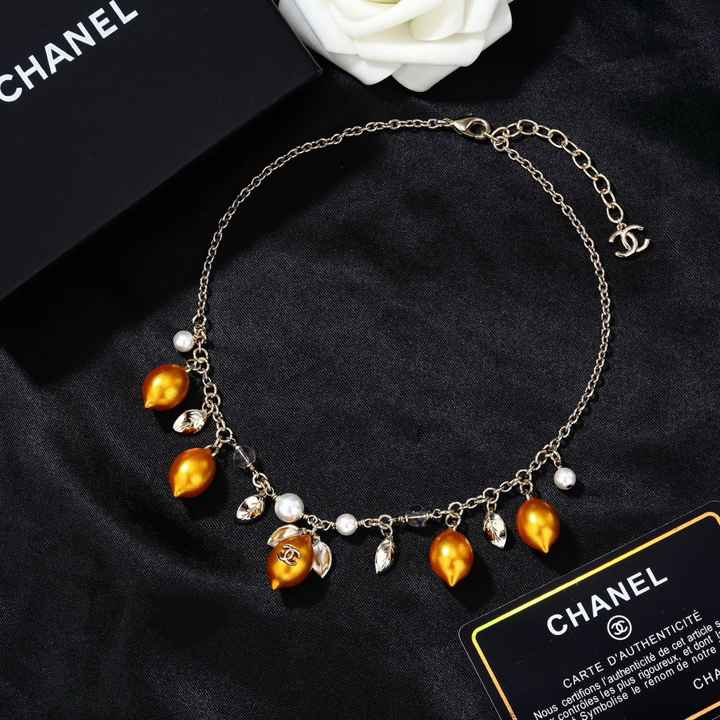 Double-C Emblem Pendant Necklace in Gold-Tone – Design 026 styled product view